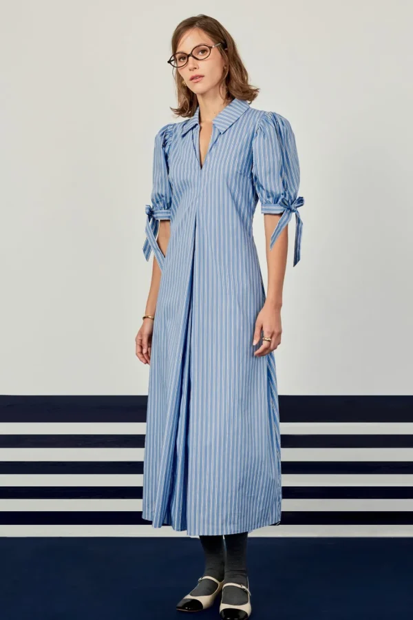 ENGLISH FACTORY Tops*- Godet Midi Dress POWDERBLUE