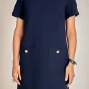 ENGLISH FACTORY Tops*- Gold Button Pointed Mini Dress NAVY