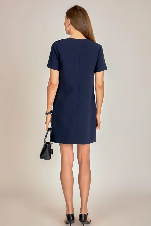 ENGLISH FACTORY Tops*- Gold Button Pointed Mini Dress NAVY