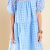 ENGLISH FACTORY Tops*- Gridded Organza Mini Dress