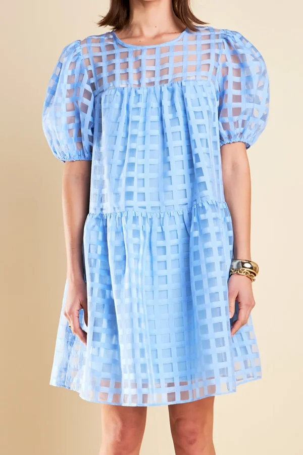 ENGLISH FACTORY Tops*- Gridded Organza Mini Dress