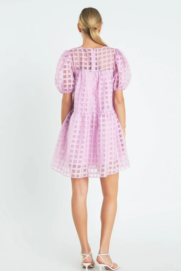 ENGLISH FACTORY Tops*- Gridded Organza Mini Dress