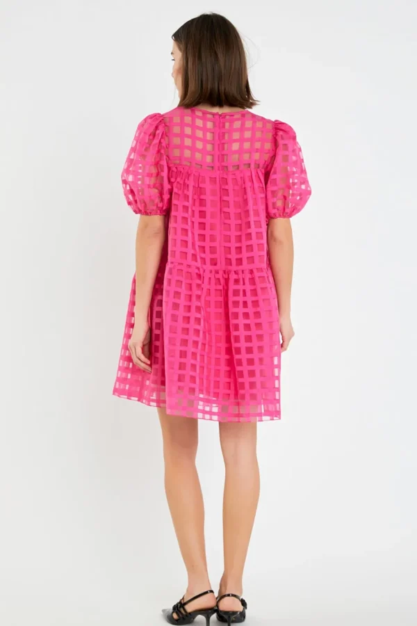 ENGLISH FACTORY Tops*- Gridded Organza Mini Dress