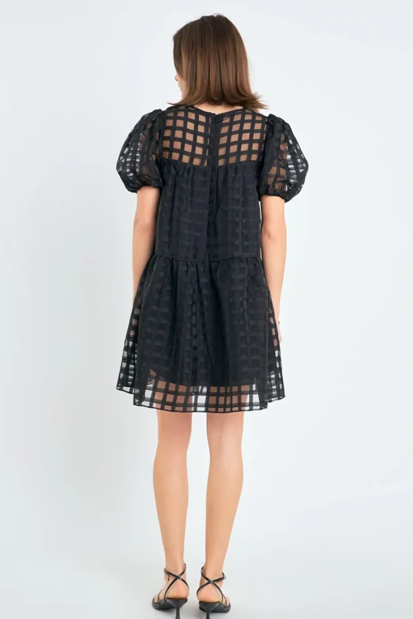 ENGLISH FACTORY Tops*- Gridded Organza Mini Dress