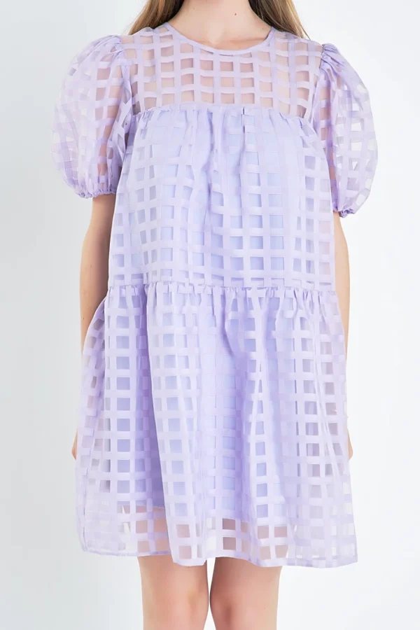 ENGLISH FACTORY Tops*- Gridded Organza Mini Dress