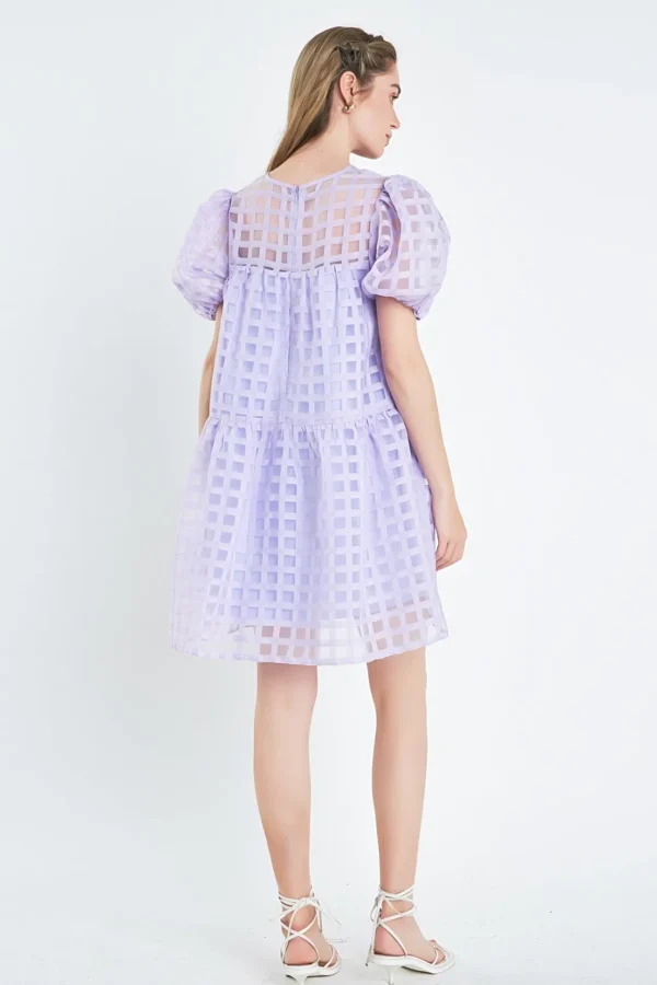 ENGLISH FACTORY Tops*- Gridded Organza Mini Dress