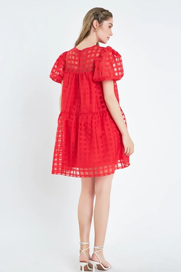 ENGLISH FACTORY Tops*- Gridded Organza Mini Dress