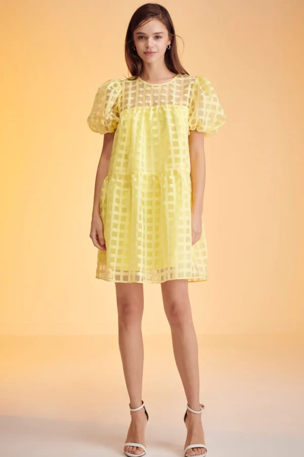 ENGLISH FACTORY Tops*- Gridded Organza Mini Dress