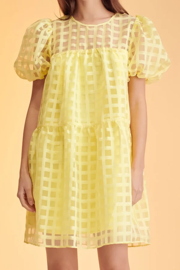 ENGLISH FACTORY Tops*- Gridded Organza Mini Dress