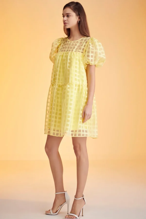 ENGLISH FACTORY Tops*- Gridded Organza Mini Dress