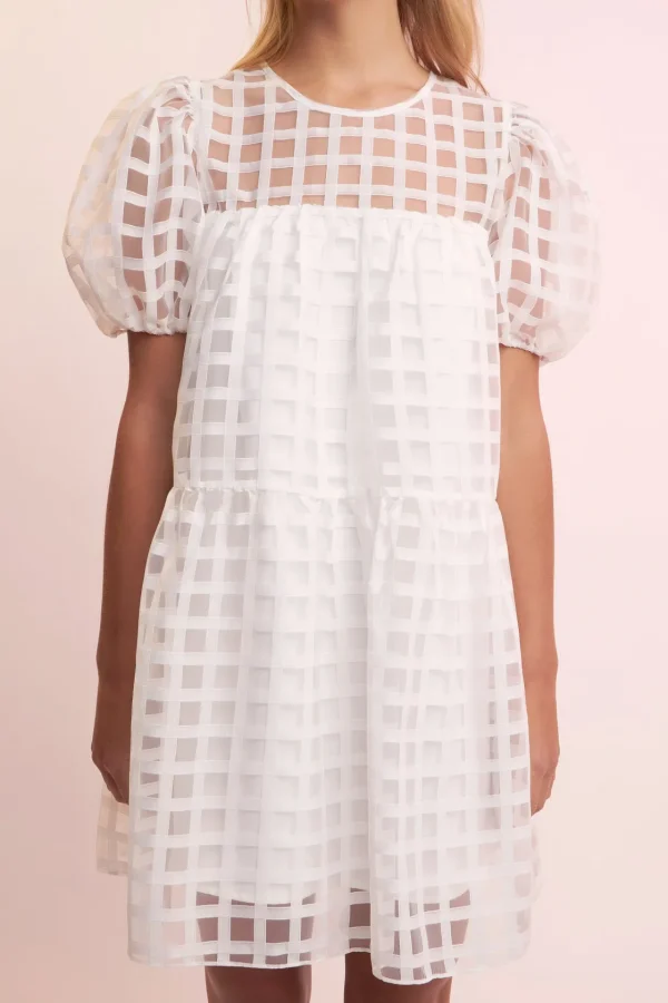 ENGLISH FACTORY Tops*- Gridded Organza Mini Dress