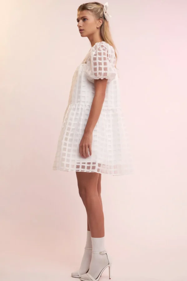 ENGLISH FACTORY Tops*- Gridded Organza Mini Dress