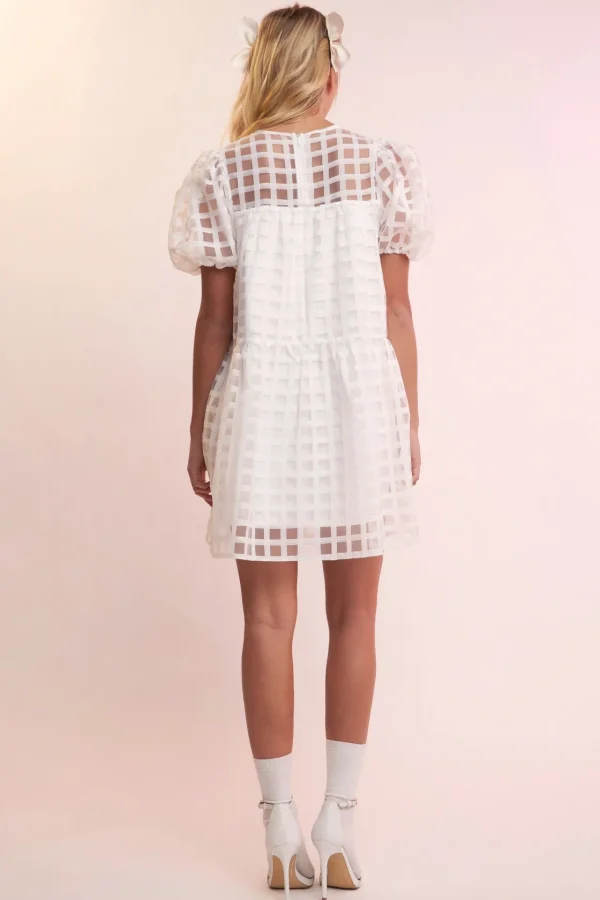 ENGLISH FACTORY Tops*- Gridded Organza Mini Dress