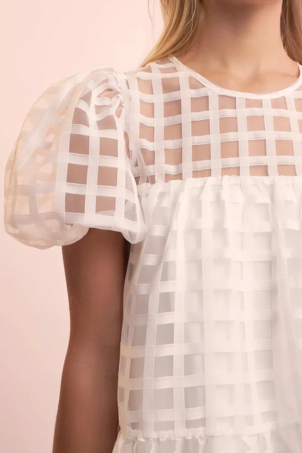 ENGLISH FACTORY Tops*- Gridded Organza Mini Dress