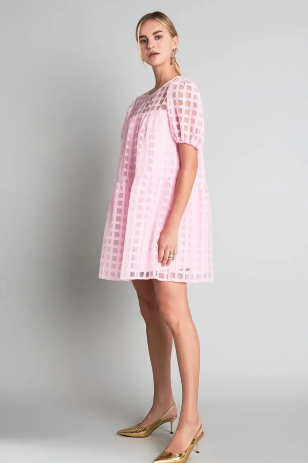 ENGLISH FACTORY Tops*- Gridded Organza Mini Dress