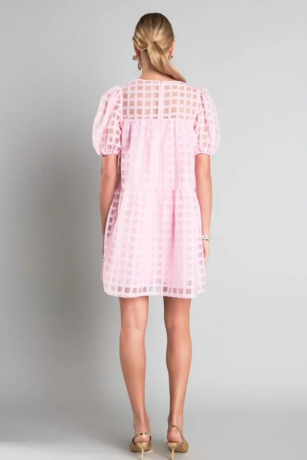 ENGLISH FACTORY Tops*- Gridded Organza Mini Dress