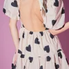 ENGLISH FACTORY Tops*- Heart Shape Back Cut out Mini Dress BEIGE/BLACK