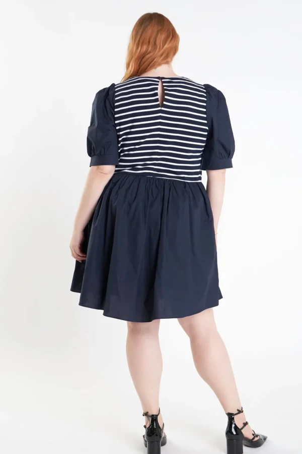 ENGLISH FACTORY Tops*- High Low Knit Combo Dress NAVYCOMBO