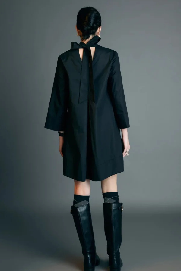 ENGLISH FACTORY Tops*- High Neck Stand Mini Dress BLACK
