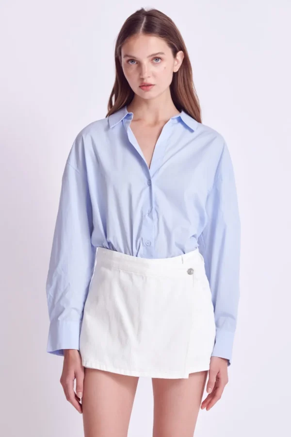 ENGLISH FACTORY Tops*- High Waist Color Denim Skort
