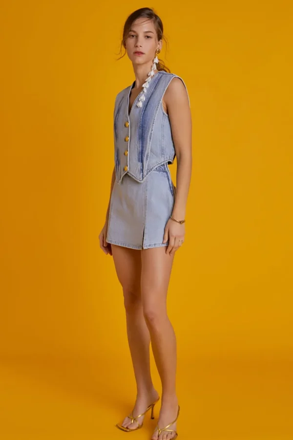 ENGLISH FACTORY Tops*- High-waisted Denim Mini Skort