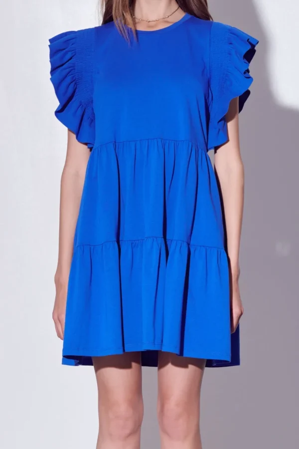 ENGLISH FACTORY Tops*- Knit Ruffled Mini Dress