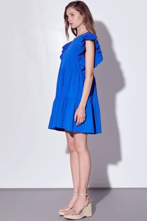 ENGLISH FACTORY Tops*- Knit Ruffled Mini Dress