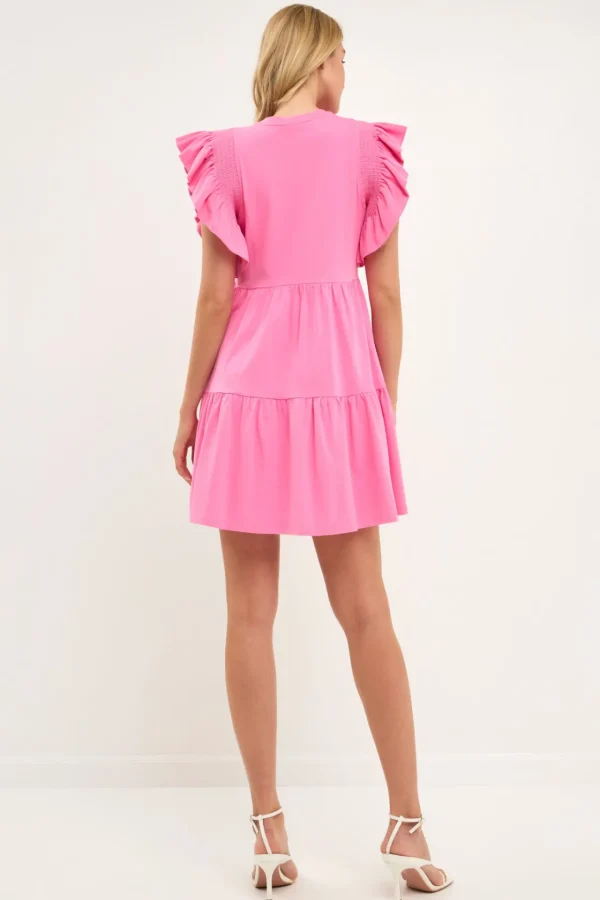 ENGLISH FACTORY Tops*- Knit Ruffled Mini Dress