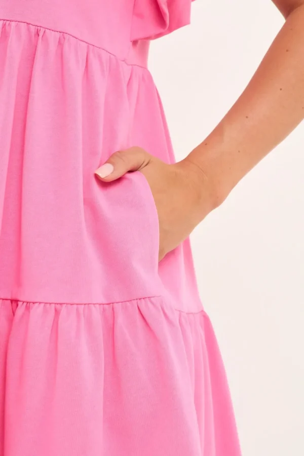 ENGLISH FACTORY Tops*- Knit Ruffled Mini Dress
