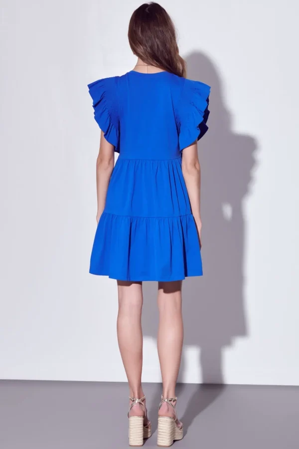 ENGLISH FACTORY Tops*- Knit Ruffled Mini Dress