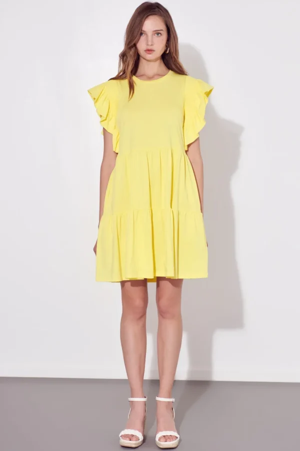 ENGLISH FACTORY Tops*- Knit Ruffled Mini Dress