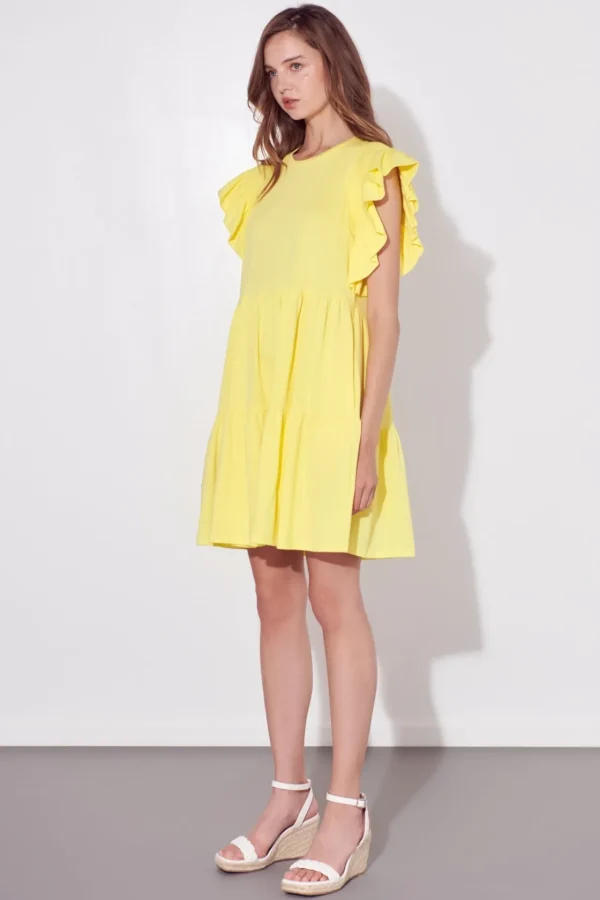 ENGLISH FACTORY Tops*- Knit Ruffled Mini Dress