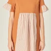 ENGLISH FACTORY Tops*- Knit Stripe Woven Mixed Dress
