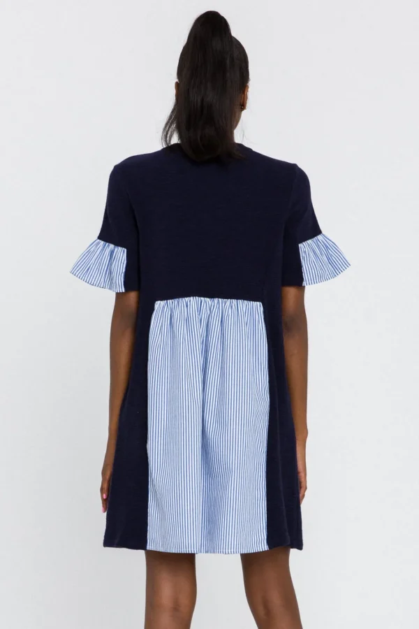 ENGLISH FACTORY Tops*- Knit Stripe Woven Mixed Dress