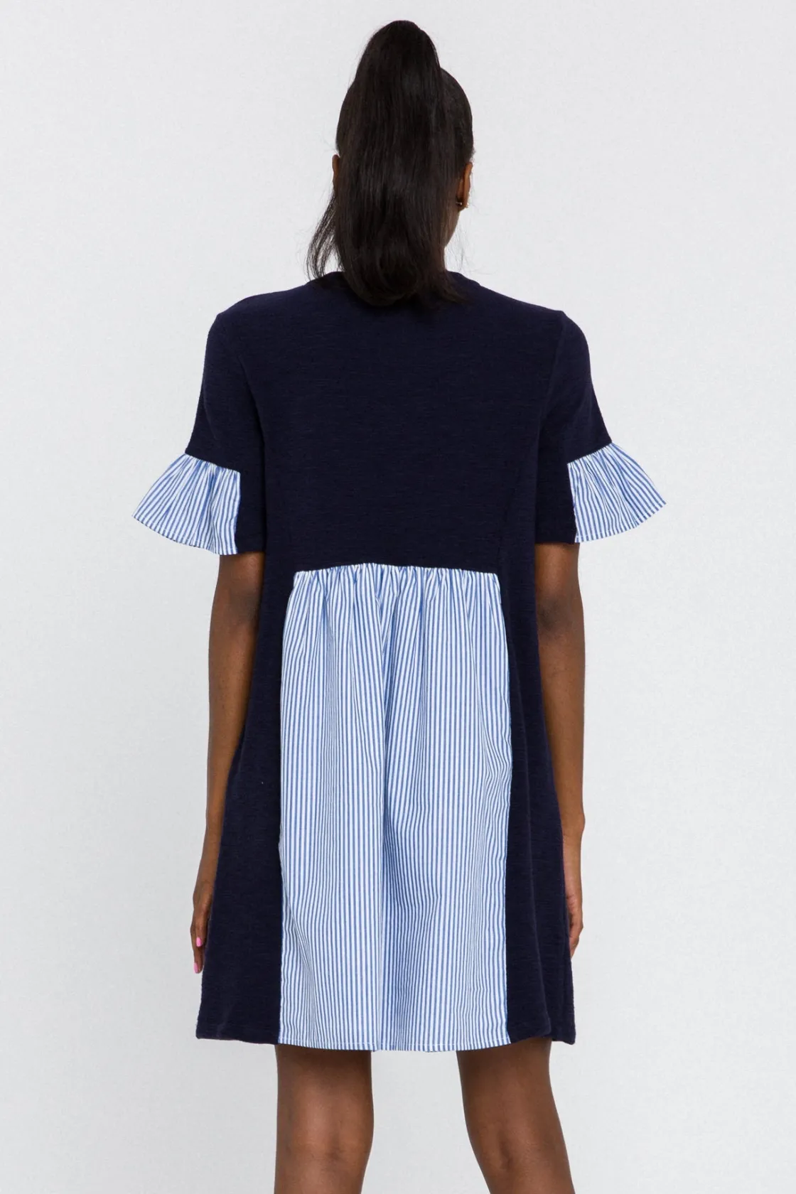 english_factory__knit_str_12.webp ENGLISH FACTORY Tops*- Knit Stripe Woven Mixed Dress