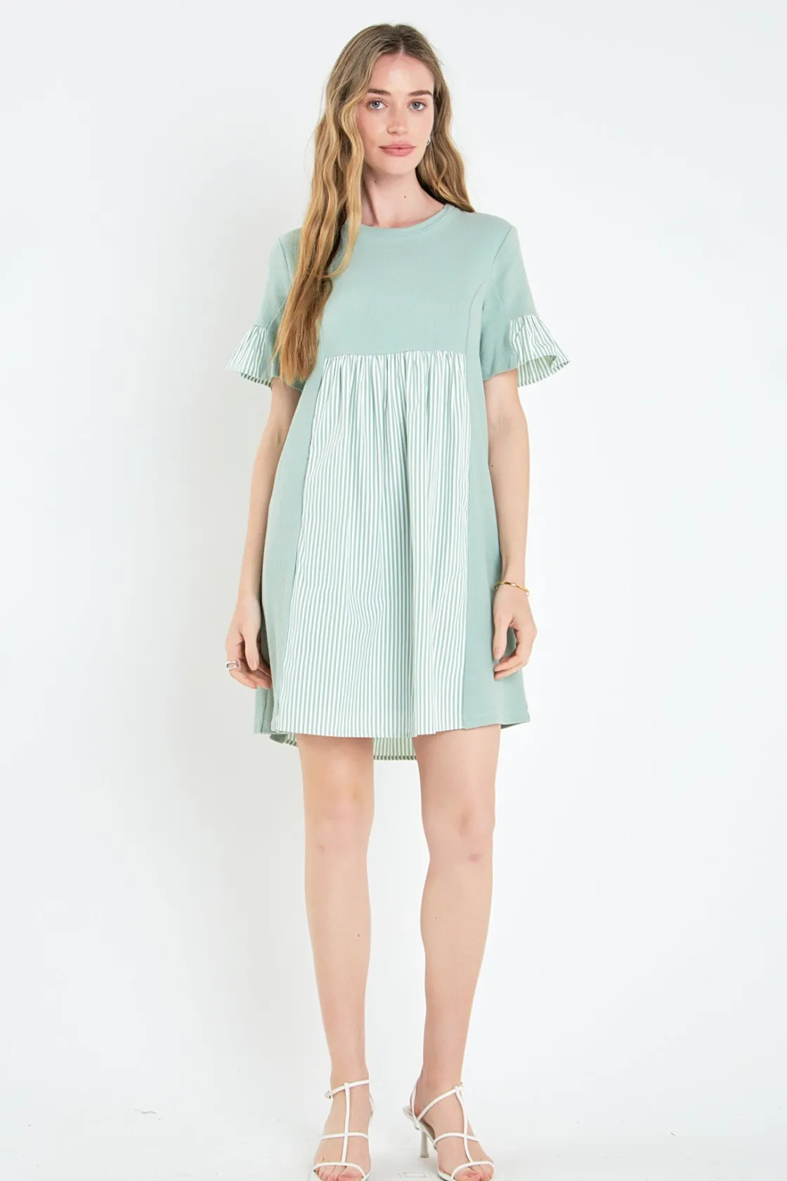 english_factory__knit_str_14.webp ENGLISH FACTORY Tops*- Knit Stripe Woven Mixed Dress