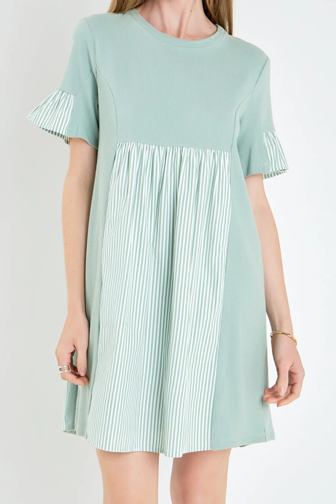 english_factory__knit_str_15.webp ENGLISH FACTORY Tops*- Knit Stripe Woven Mixed Dress