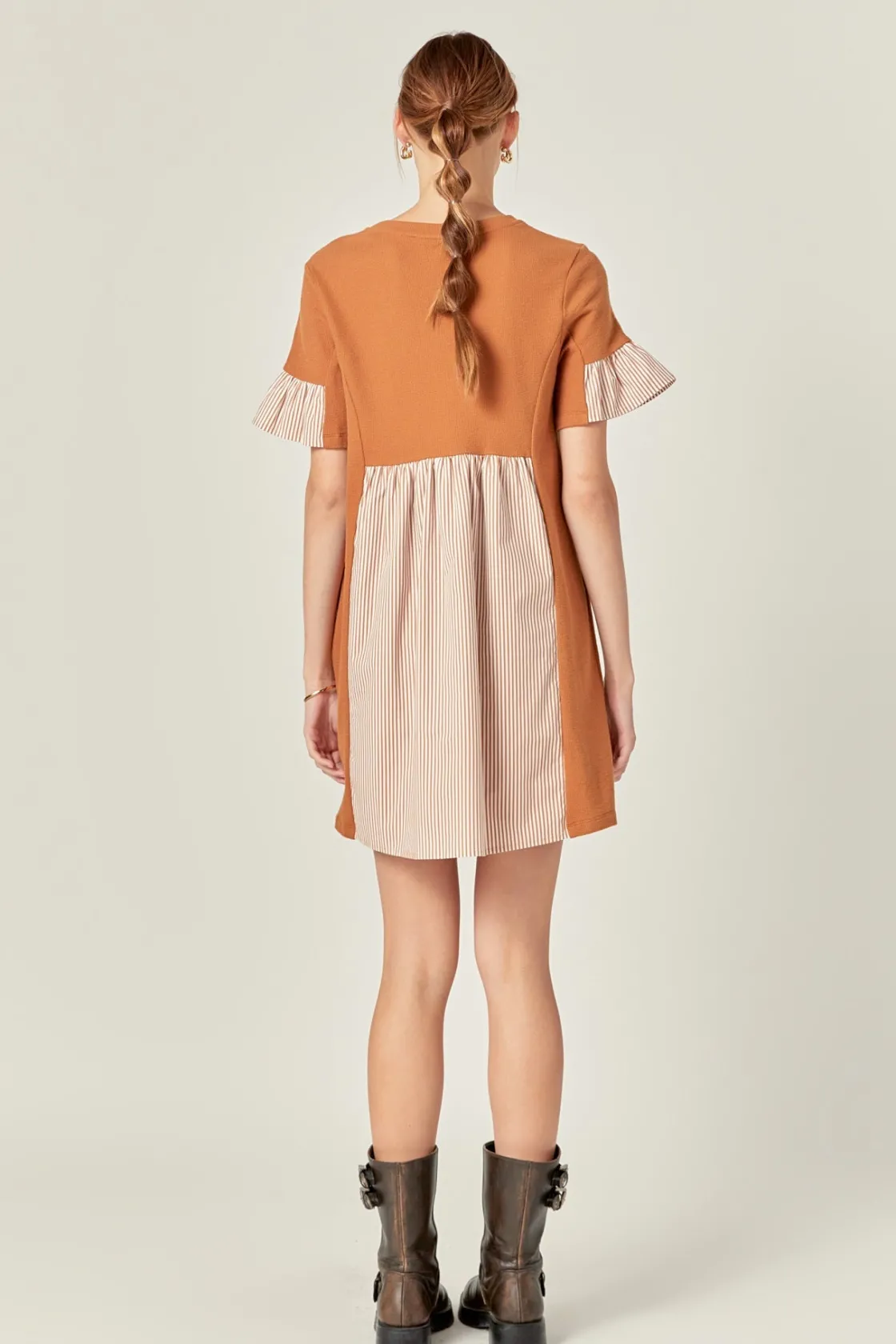 english_factory__knit_str_2.webp ENGLISH FACTORY Tops*- Knit Stripe Woven Mixed Dress