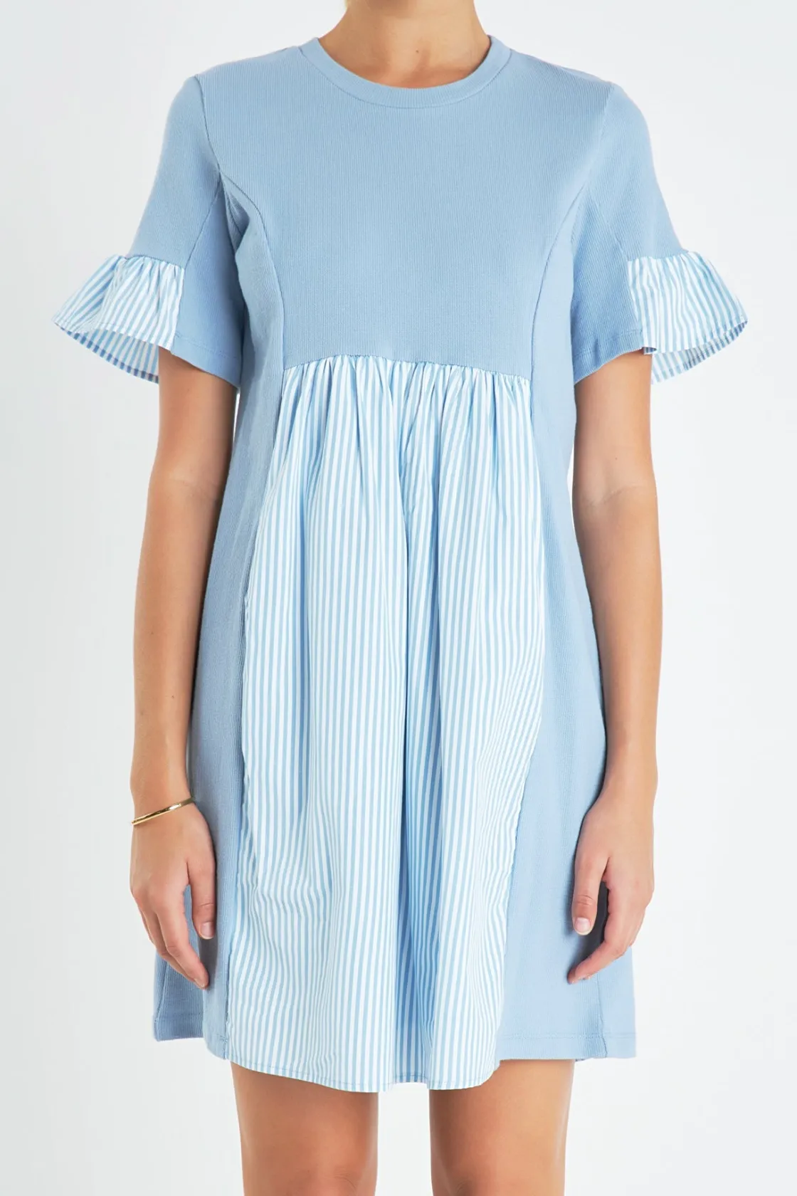 english_factory__knit_str_20.webp ENGLISH FACTORY Tops*- Knit Stripe Woven Mixed Dress