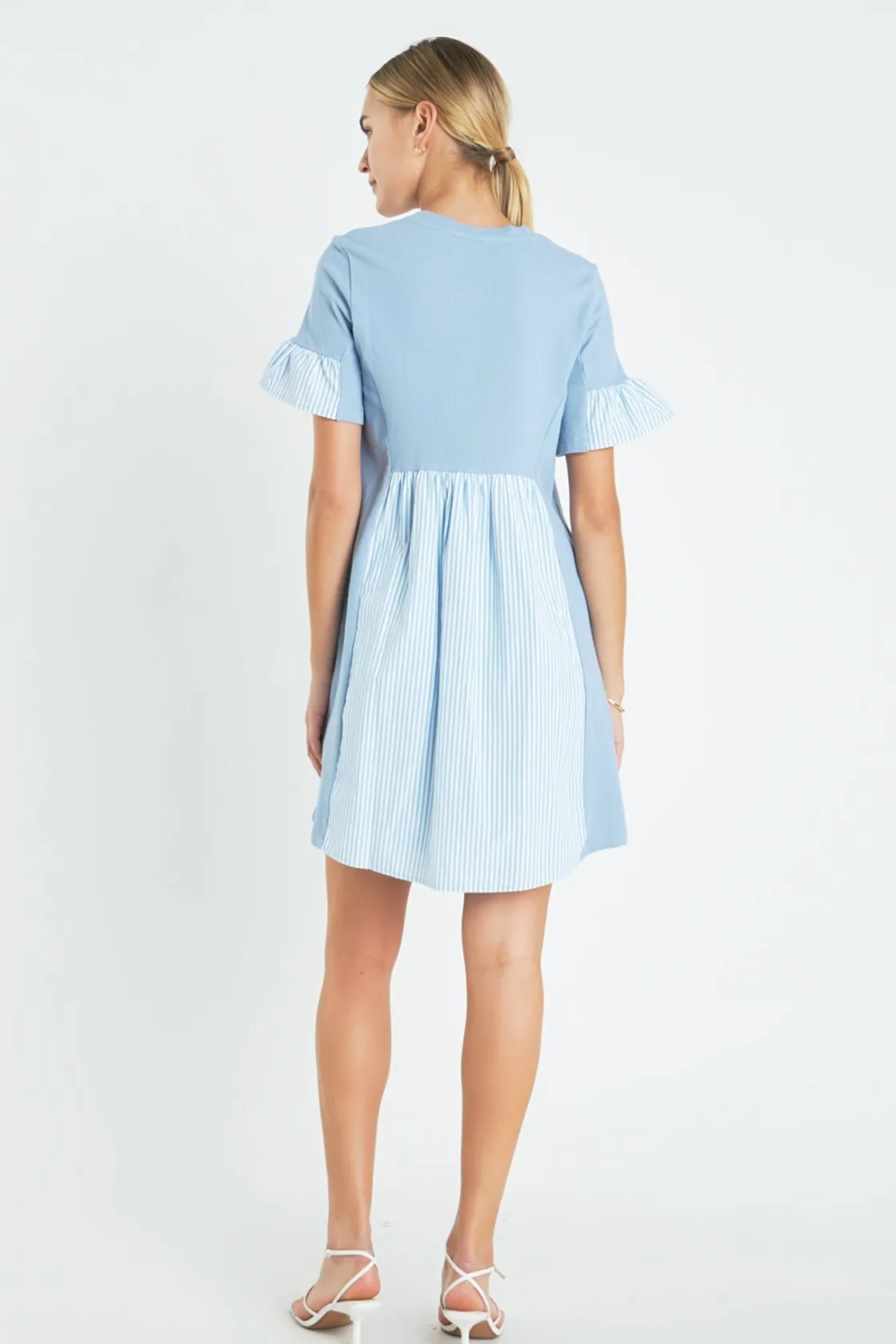 english_factory__knit_str_22.webp ENGLISH FACTORY Tops*- Knit Stripe Woven Mixed Dress