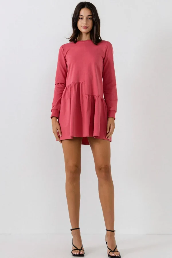 ENGLISH FACTORY Tops*- Knit Unbalanced Seam Dress