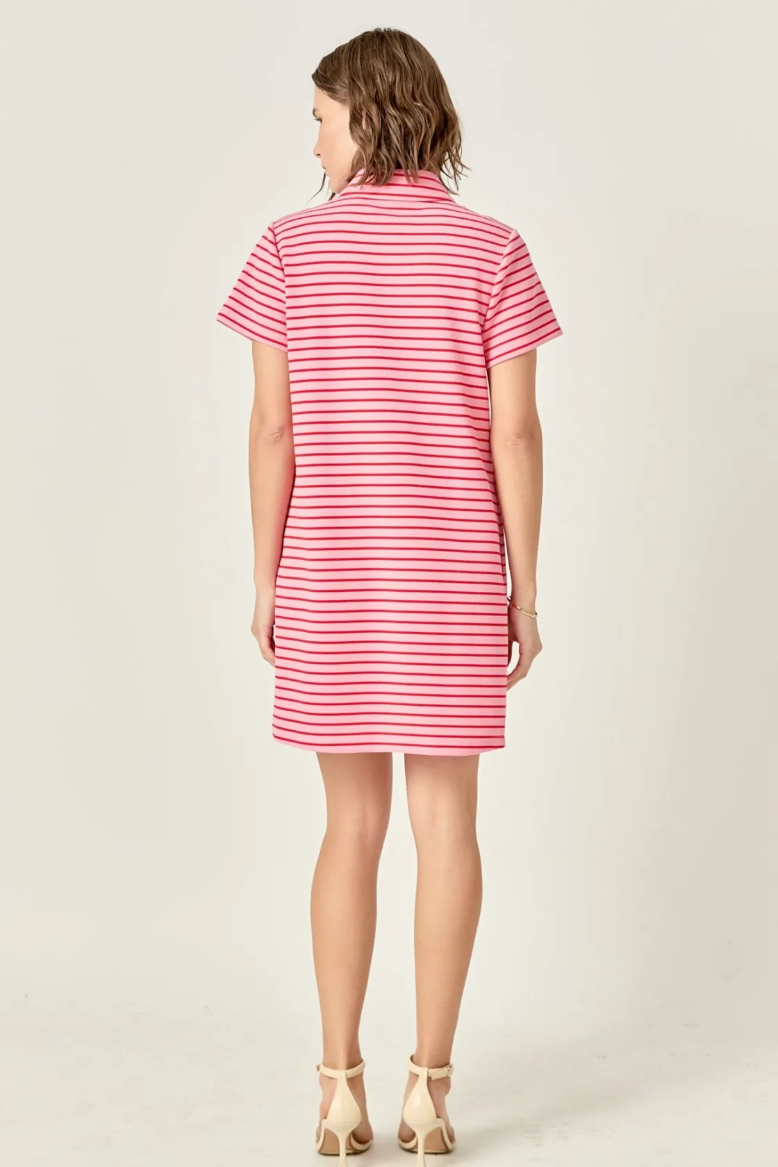 english_factory__lauren_s_2.webp ENGLISH FACTORY Tops*- Lauren Stretch Striped Mini Dress PINK/RED
