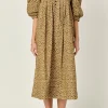 ENGLISH FACTORY Tops*- Leopard Collar Midi Dress BROWN