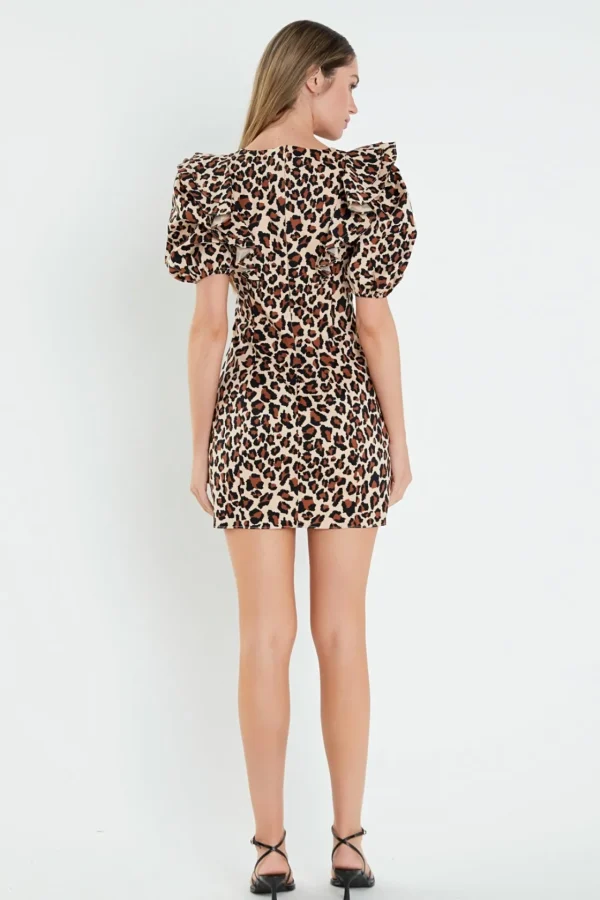ENGLISH FACTORY Tops*- Leopard Mini Dress TANMULTI