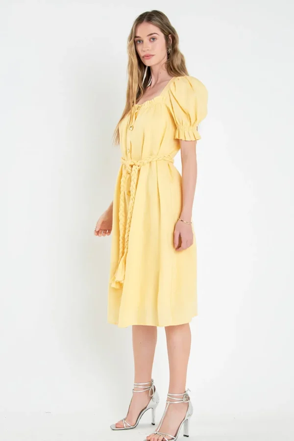 ENGLISH FACTORY Tops*- Linen Dress with Tie