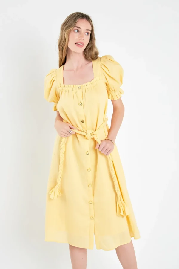 ENGLISH FACTORY Tops*- Linen Dress with Tie