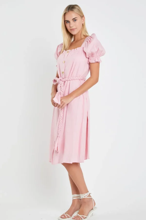 ENGLISH FACTORY Tops*- Linen Dress with Tie