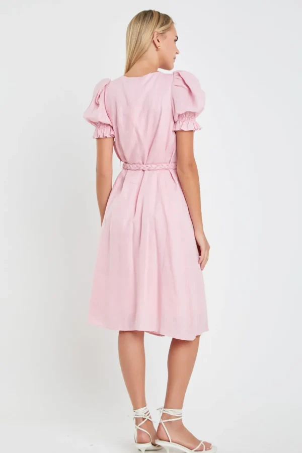 ENGLISH FACTORY Tops*- Linen Dress with Tie