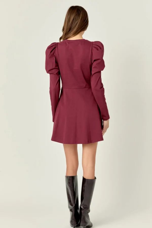 ENGLISH FACTORY Tops*- Long Puff Sleeve Mini Dress