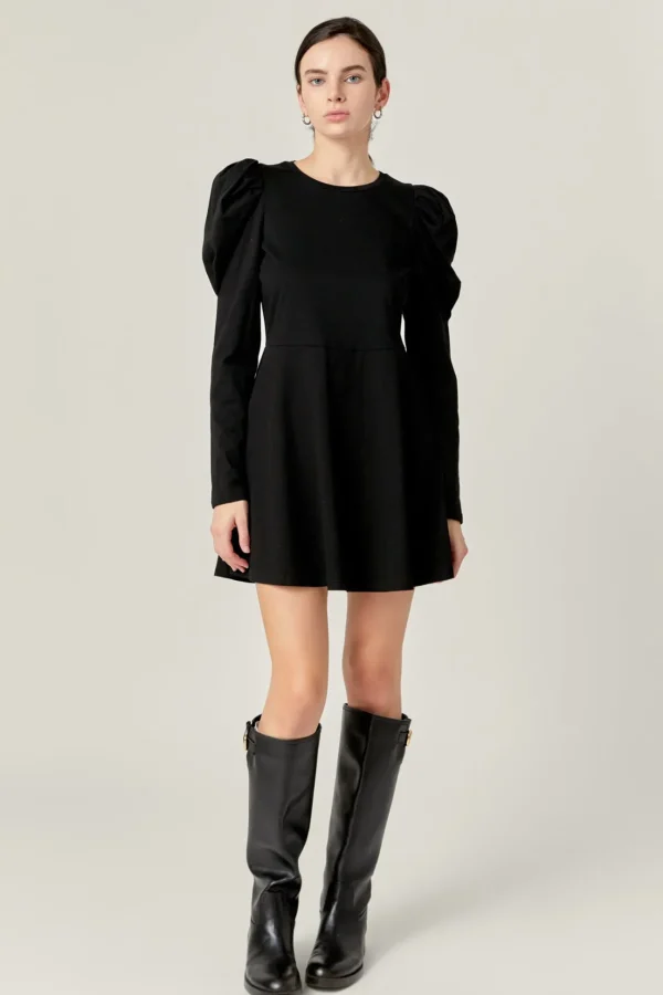 ENGLISH FACTORY Tops*- Long Puff Sleeve Mini Dress